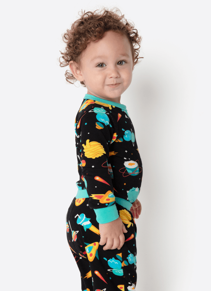 Body Pijama Manga Longa Viscolycra Bebê Menino Space Food