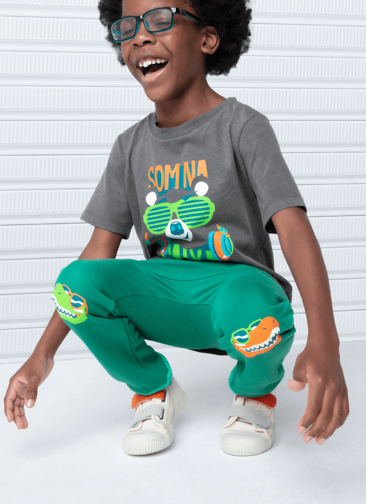 Calça Infantil Moletom Dino Surf