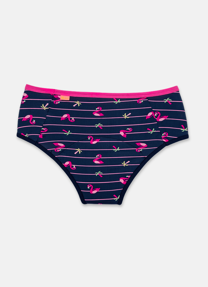 Calcinha Boneca Absorvente Microfibra Menina Teen Flamingo