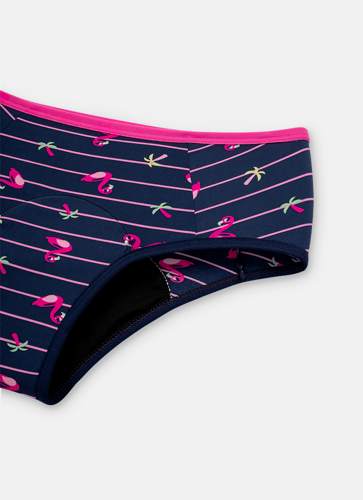 Calcinha Boneca Absorvente Microfibra Menina Teen Flamingo