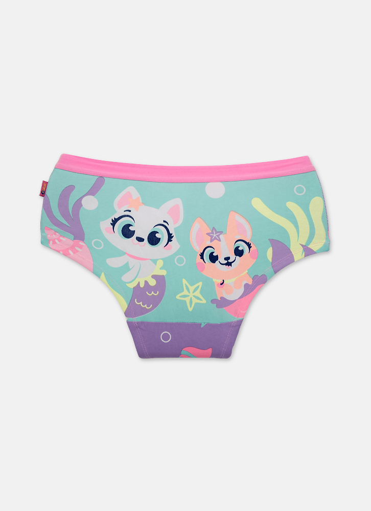 Calcinha Caleçon Algodão Feminina Estampada Pet Sereia