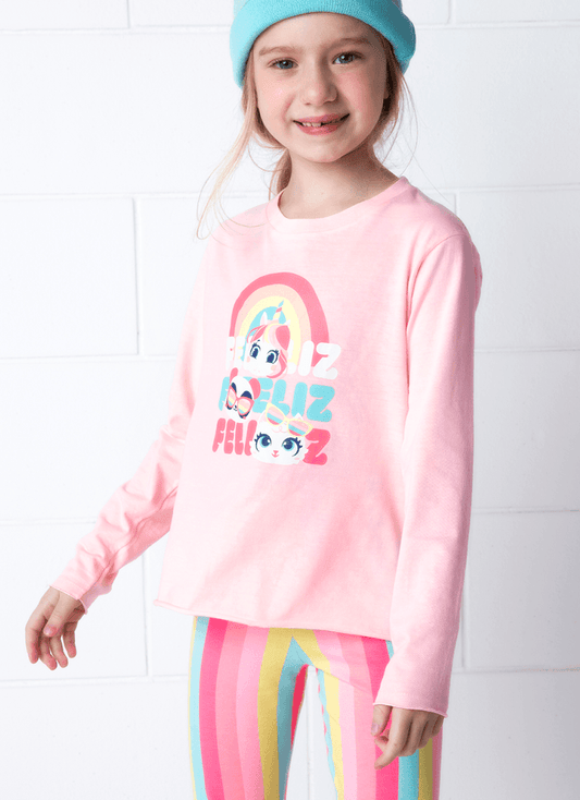 Camiseta Infantil Manga Longa Algodão Multibichos