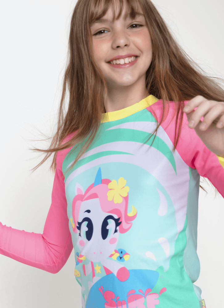 Camiseta Menina Teen Unicórnio Aloha