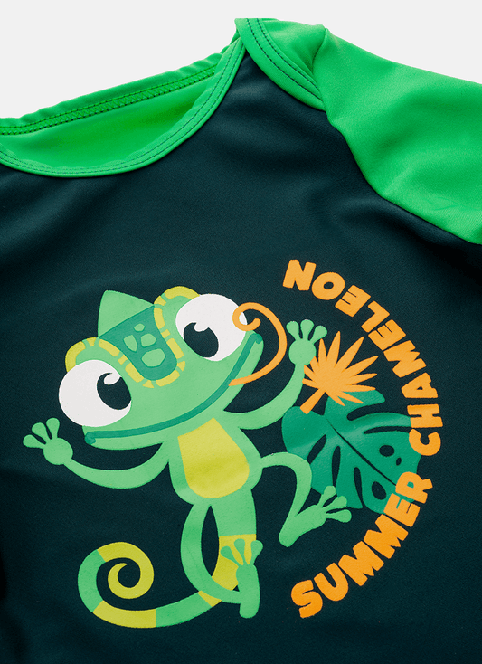 Camiseta Praia com Proteção Solar Bebê Menino Camaleão