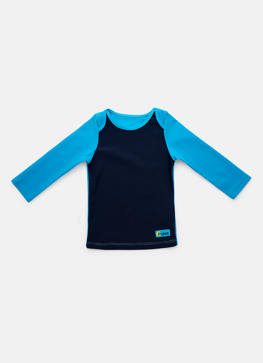 Camiseta Praia com Proteção Solar Bebê Menino Color Block Azul