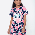 Camisola Manga Curta Algodão Feminino Vaca Romântica