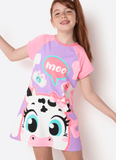 Camisola Manga Curta Viscolycra Menina Teen Vaca Patches