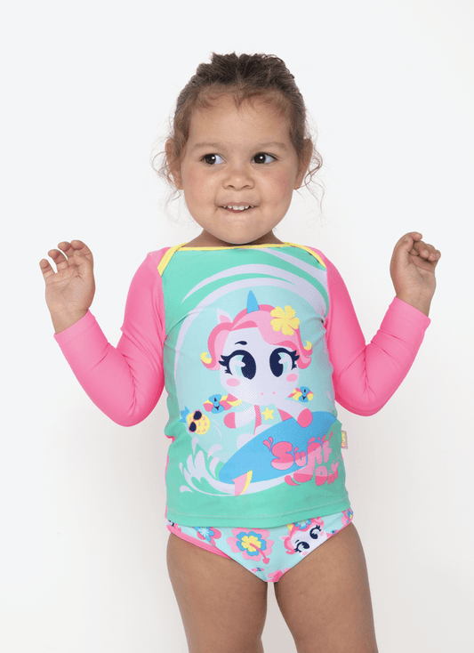 Conjunto Camiseta e Calcinha Bebê Menina Unicórnio Aloha