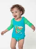 Conjunto Camiseta e Sunga Bebê Menino Dino Miami