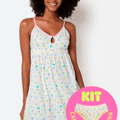 Kit Camisola Microfibra Feminina e Calcinha Boneca Unicórnio Aloha