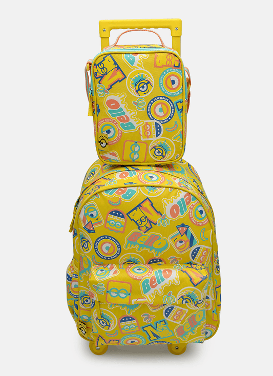 Kit Mochila com Rodinha e Lancheira Térmica Minions