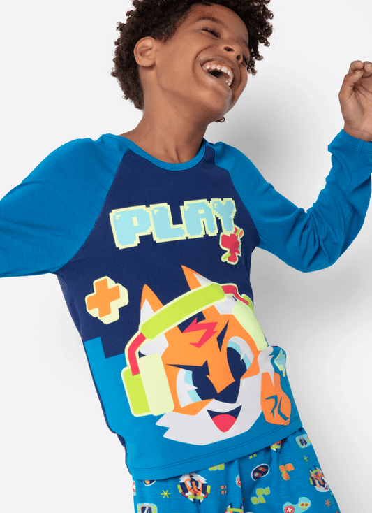 Pijama Longo Pijama Manga Longa Viscolycra Masculino