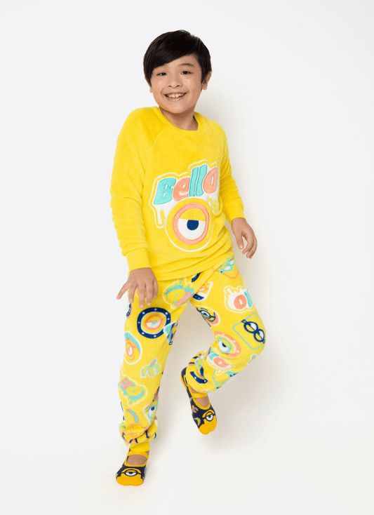 Kit Pai e Filho Pijama Manga Longa Soft Minions