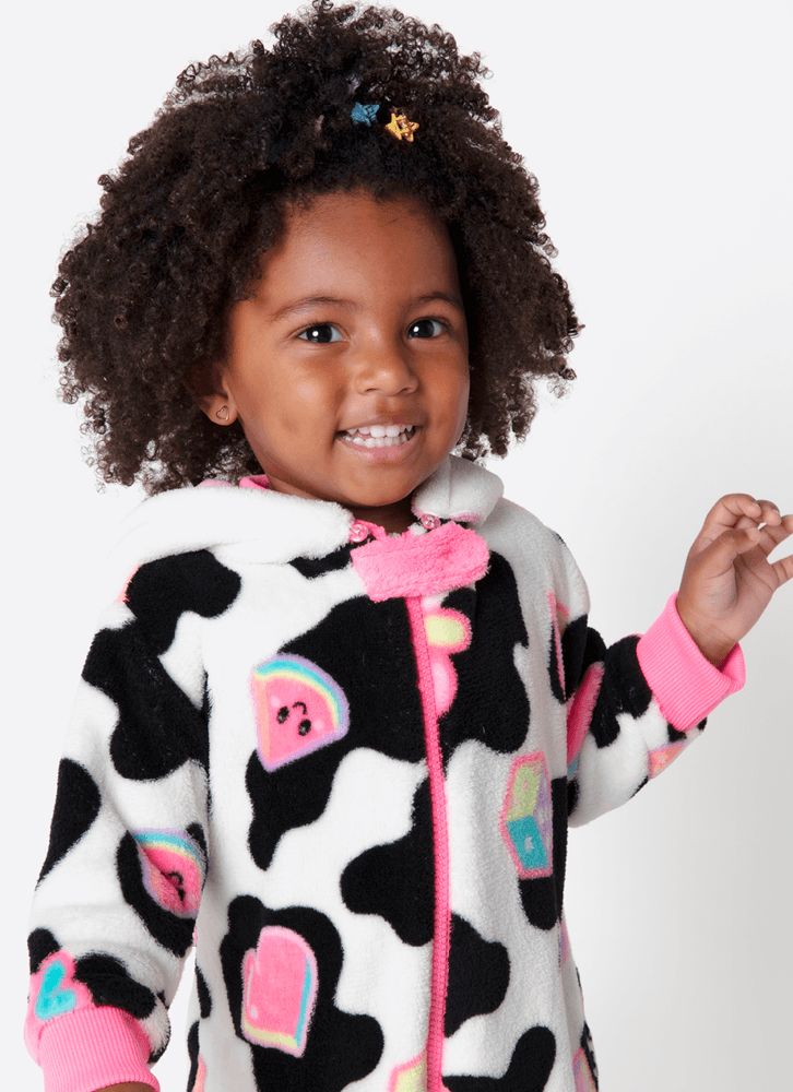 Pijama Manga Longa Soft Bebê Menina Vaca Patches