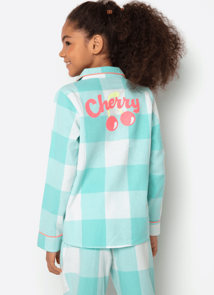 Pijama Manga Longa Flanelado Menina Teen Cherry