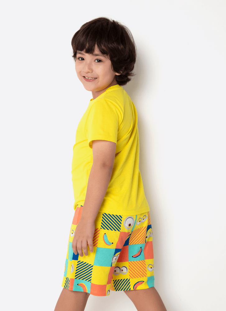 Pijama Manga Curta Algodão Menino Minions