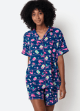 Pijama Manga Curta Viscose Feminino Panda Miami