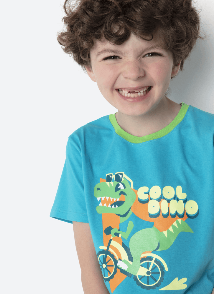 Pijama Manga Curta Algodão Menino Dino Miami