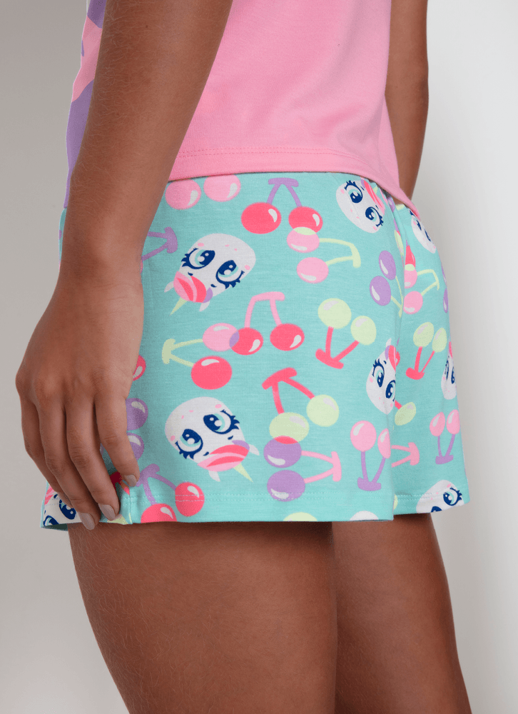 Pijama Manga Curta Viscolycra Feminino Unicórnio Cherry