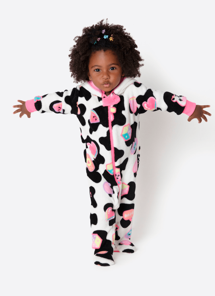 Pijama Manga Longa Soft Bebê Menina Vaca Patches