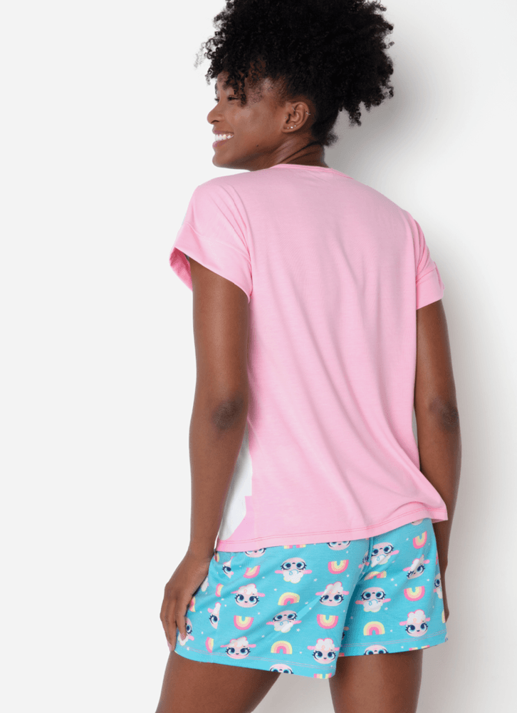 Pijama Manga Curta Viscolycra Feminino Ovelha