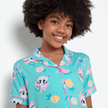 Pijama Manga Curta Viscolycra Menina Teen Unicórnio Aloha