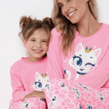 Pijama Manga Longa Algodão Feminino Gata Romântica