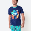 Pijama Manga Curta Algodão Masculino Tubarão Aloha