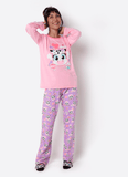 Pijama Manga Longa Algodão Feminino Vaca Patches