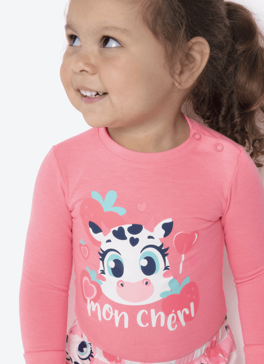 Pijama Manga Longa Viscolycra Bebê Menina Vaca Romântica