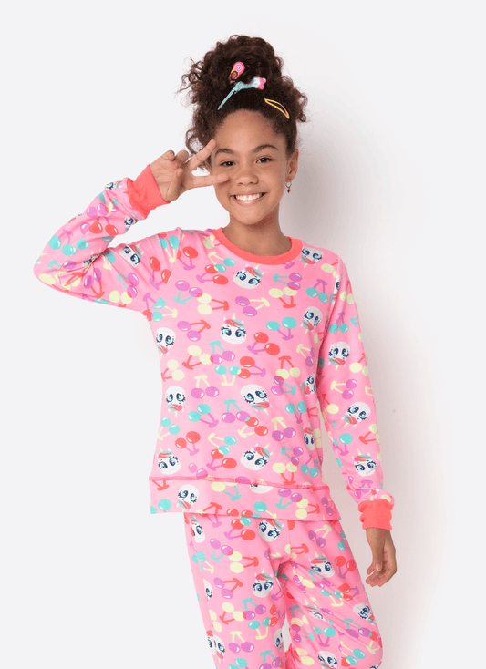 Pijama Manga Longa Ultra Visco Menina Teen Unicórnio Cherry