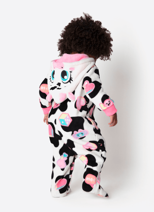 Pijama Manga Longa Soft Bebê Menina Vaca Patches