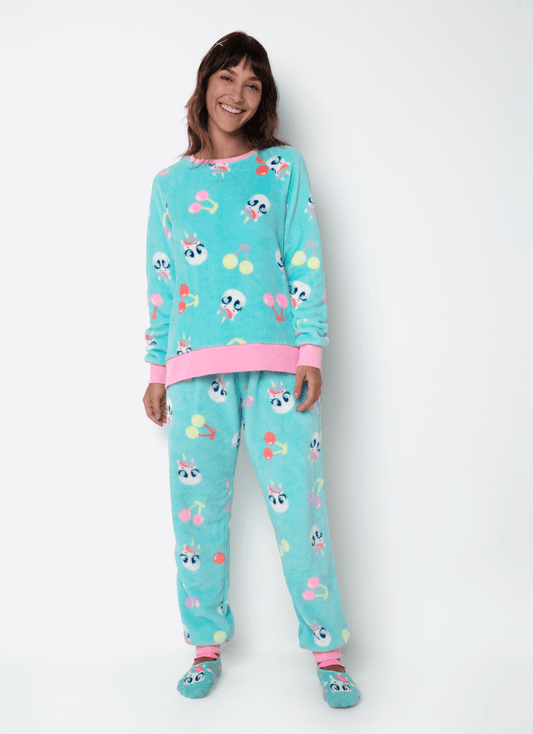 Pijama Manga Longa Soft Feminino Estampado Unicórnio Cherry