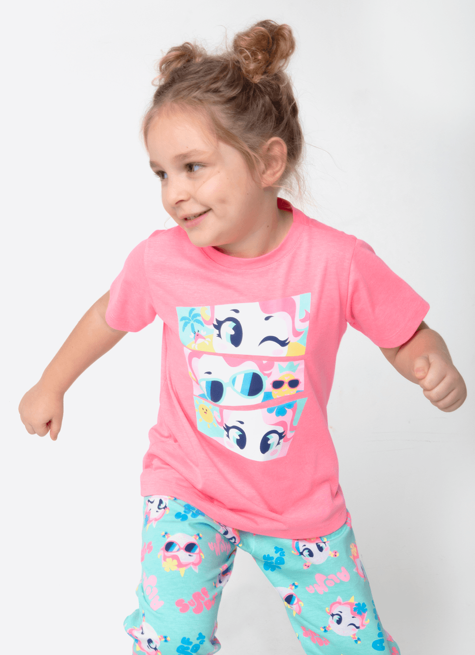 Pijama Manga Curta Algodão Menina Unicórnio Aloha