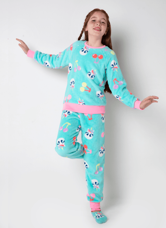 Pijama Manga Longa Soft Menina Teen Estampado Unicórnio Cherry