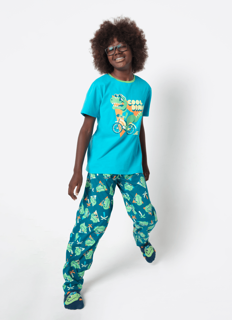 Pijama Manga Curta Menino Teen Dino Miami