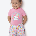 Pijama Manga Curta Viscolycra Bebê Menina Unicórnio Aloha