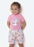 Pijama Manga Curta Viscolycra Bebê Menina Unicórnio Aloha