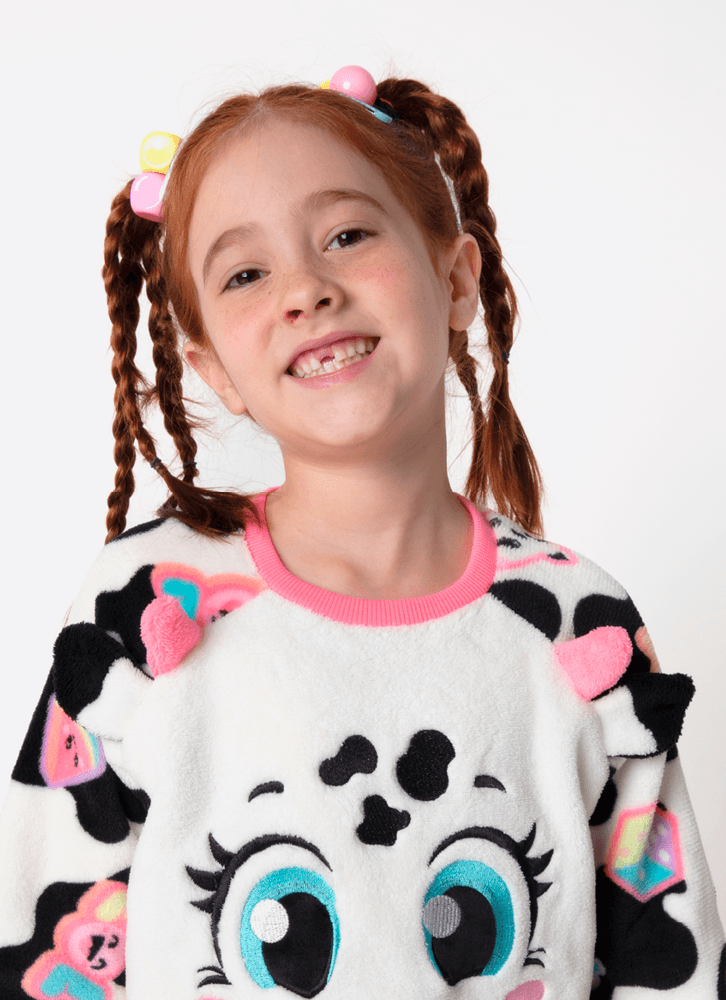 Pijama Manga Longa Soft Menina Vaca Patches