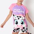 Pijama Manga Curta Viscolycra Menina Teen Vaca Patches