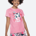 Pijama Manga Curta Alogodão Menina Teen Vaca Romântica