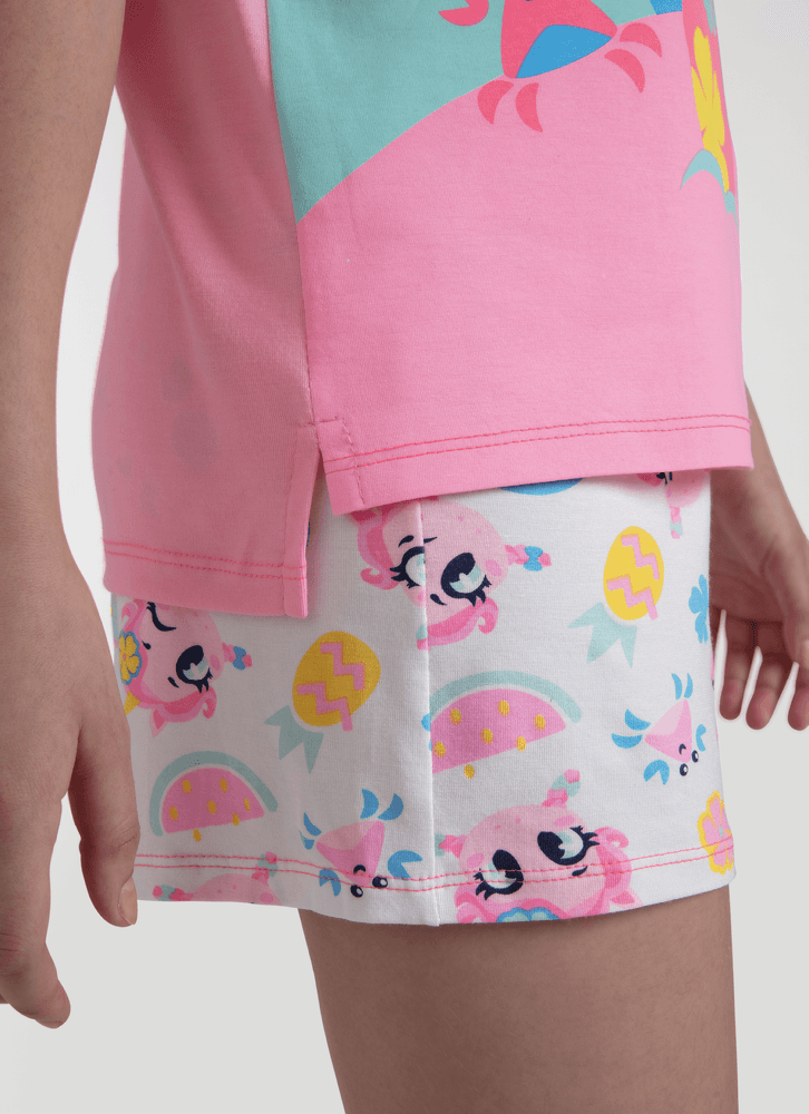 Pijama Manga Curta Viscolycra Estampado Menina Teen Unicórnio Aloha