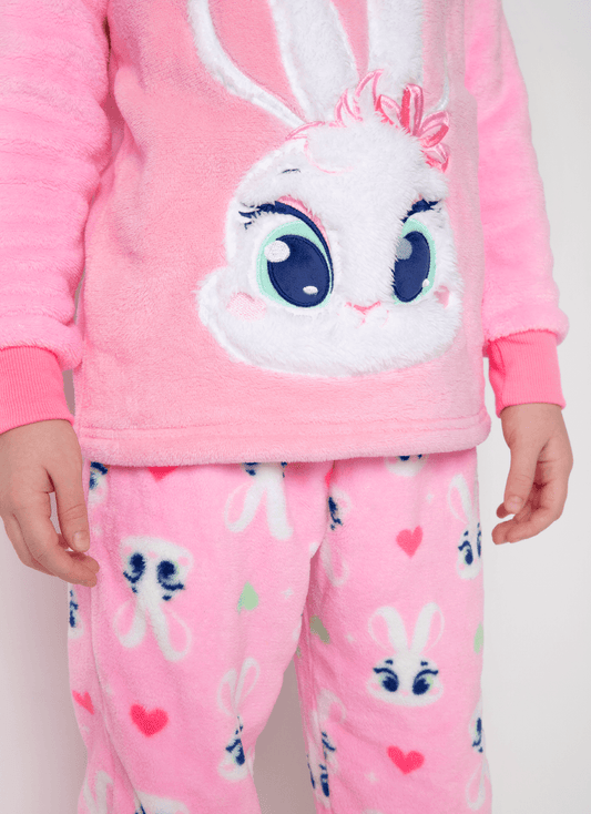 Pijama Manga Longa Soft Menina Coelha Romântica