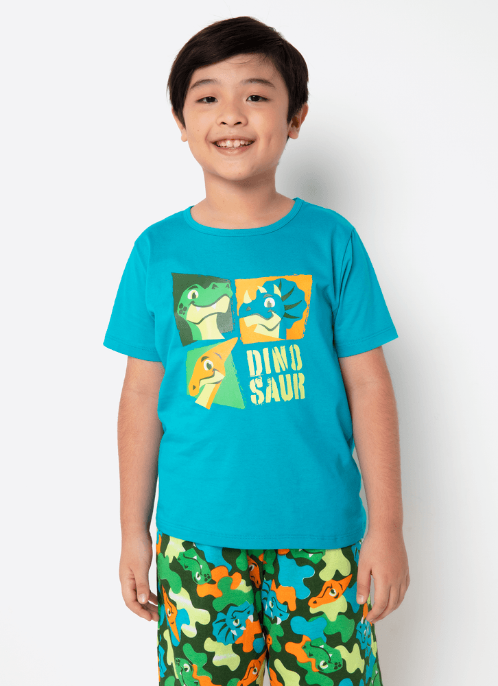 Pijama Manga Curta Algodão Menino Teen Dino Trio