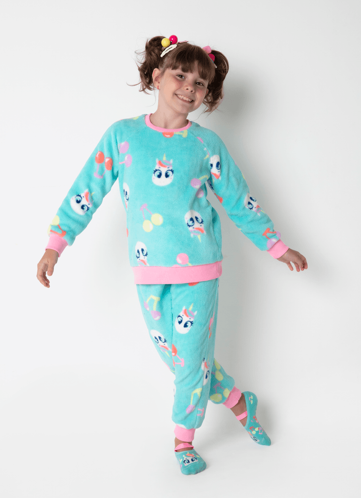 Pijama Manga Longa Soft Estampado Menina Unicórnio Cherry