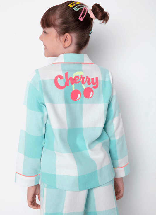 Pijama Manga Longa Flanelado Menina Cherry