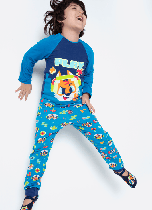 Pijama Manga Longa Viscolycra Menino Raposa Gamer