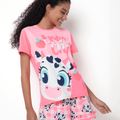 Pijama Manga Curta Viscolycra Feminino Vaca Romântica