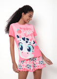 Pijama Manga Curta Viscolycra Feminino Vaca Romântica