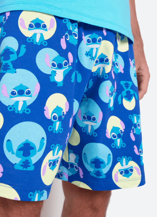 Pijama Manga Curta Algodão Masculino Stitch